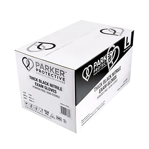 Parker Protective Nitrile Black Exam Gloves 6 mil Medium - Box — Extra Large